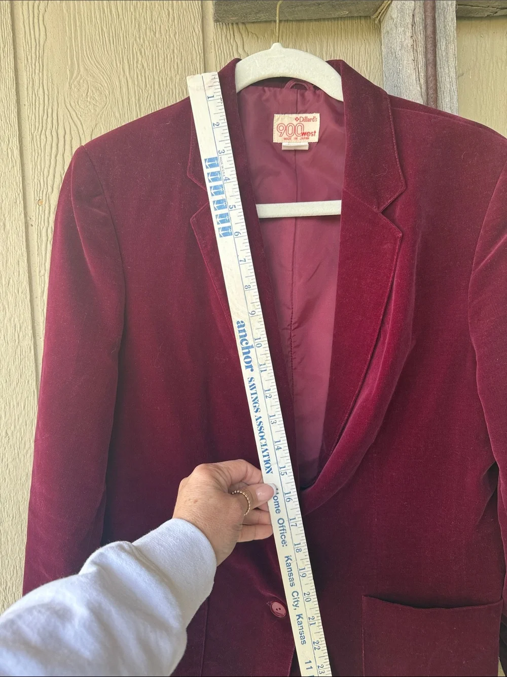 Vintage Dillards 900 West Velvet Feel Women's Blazer Jacket - Burgundy